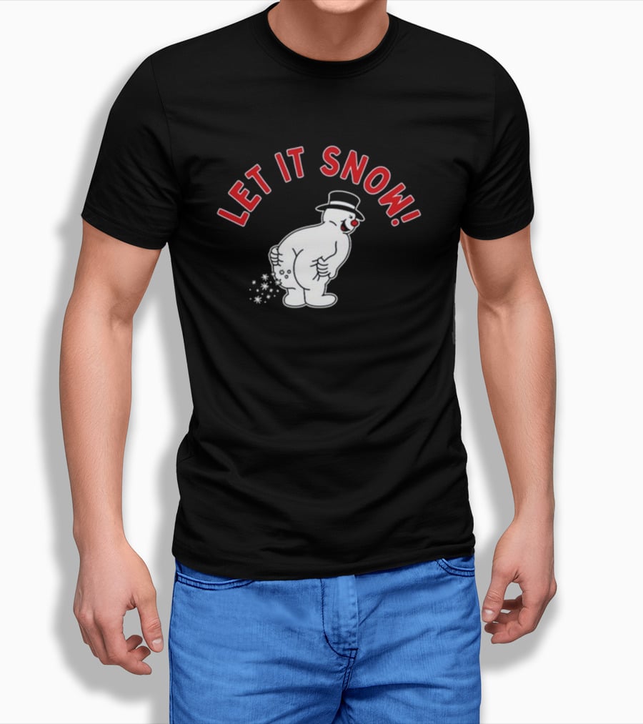 Let It Snow Snowman With Top Hat Fun T-Shirt