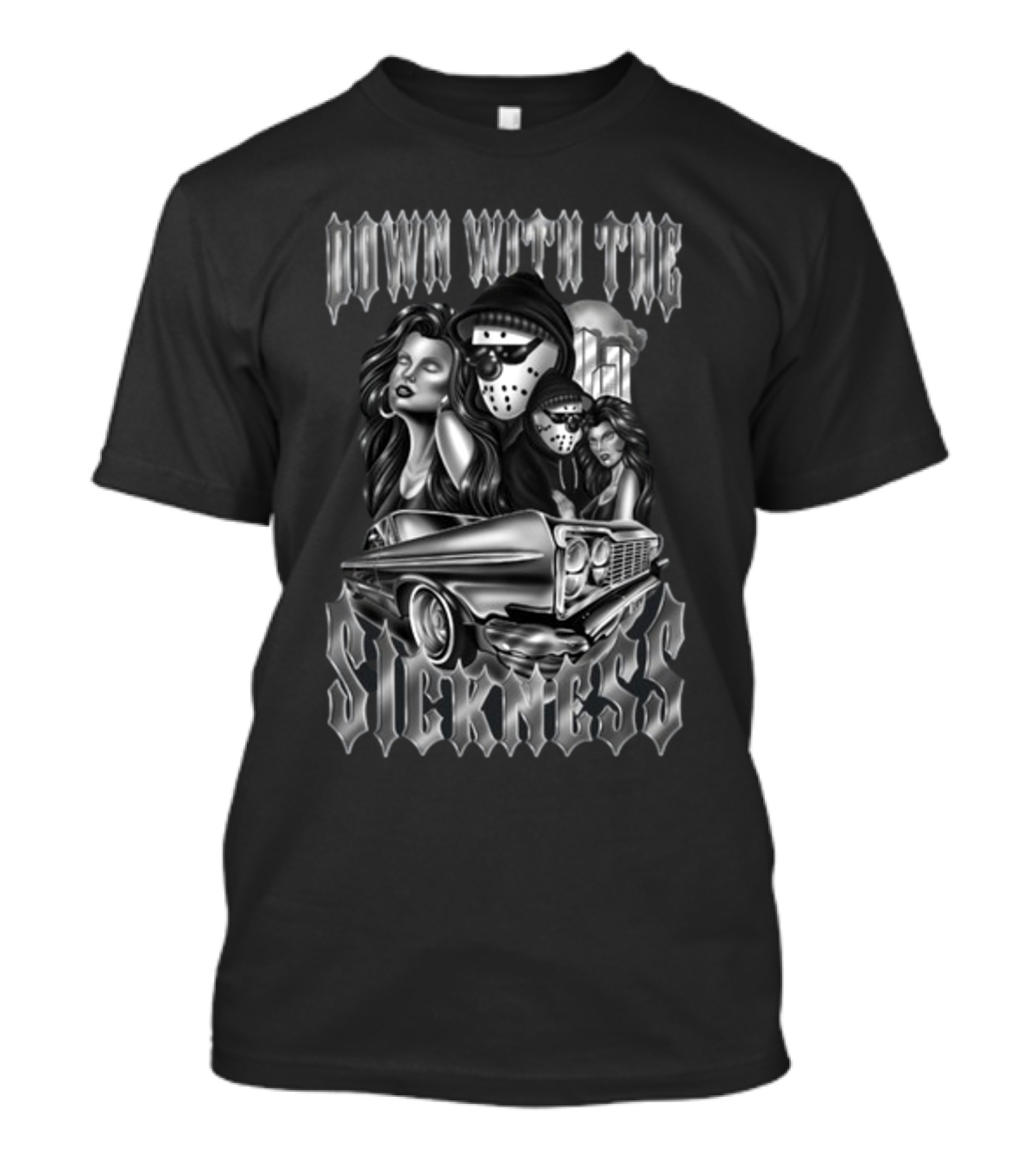 Down With The Sickness Jason Mask Car Gangster T-Shirt