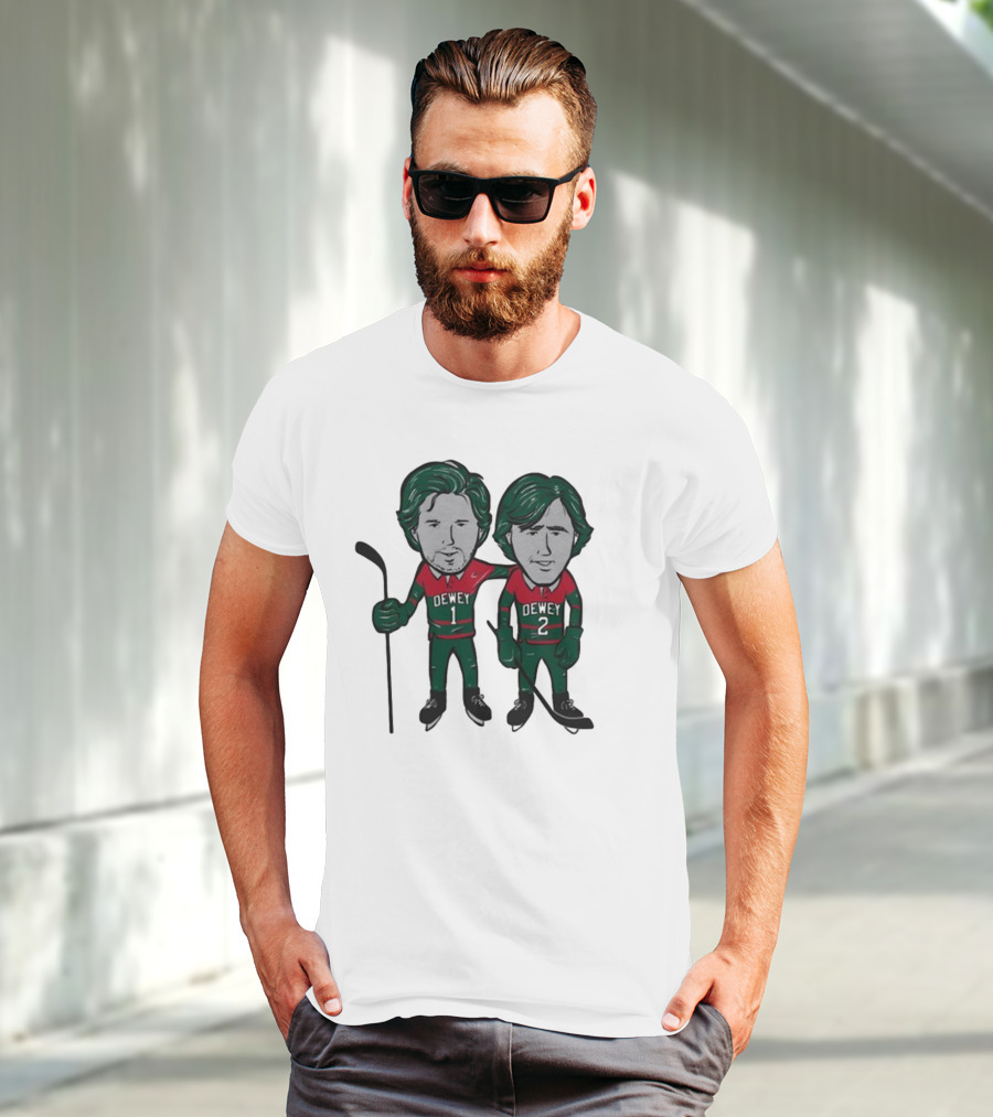 Minnesota Wild Meet The Deweys Sotastick Dewey 1 Dewey 2 Hockey Players T-Shirt
