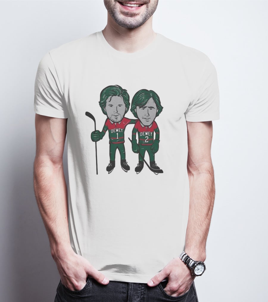 Minnesota Wild Meet The Deweys Sotastick Dewey 1 Dewey 2 Hockey Players T-Shirt