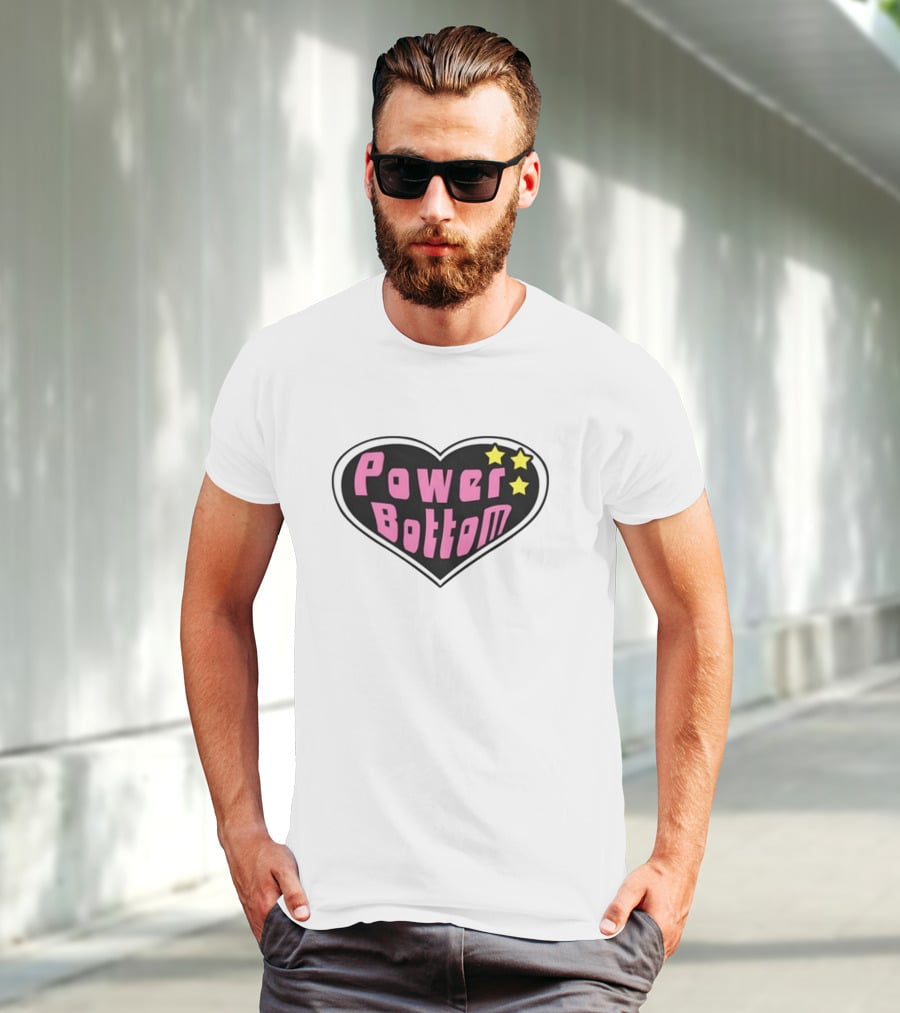 Power Bottom Heart Three Stars T-Shirt