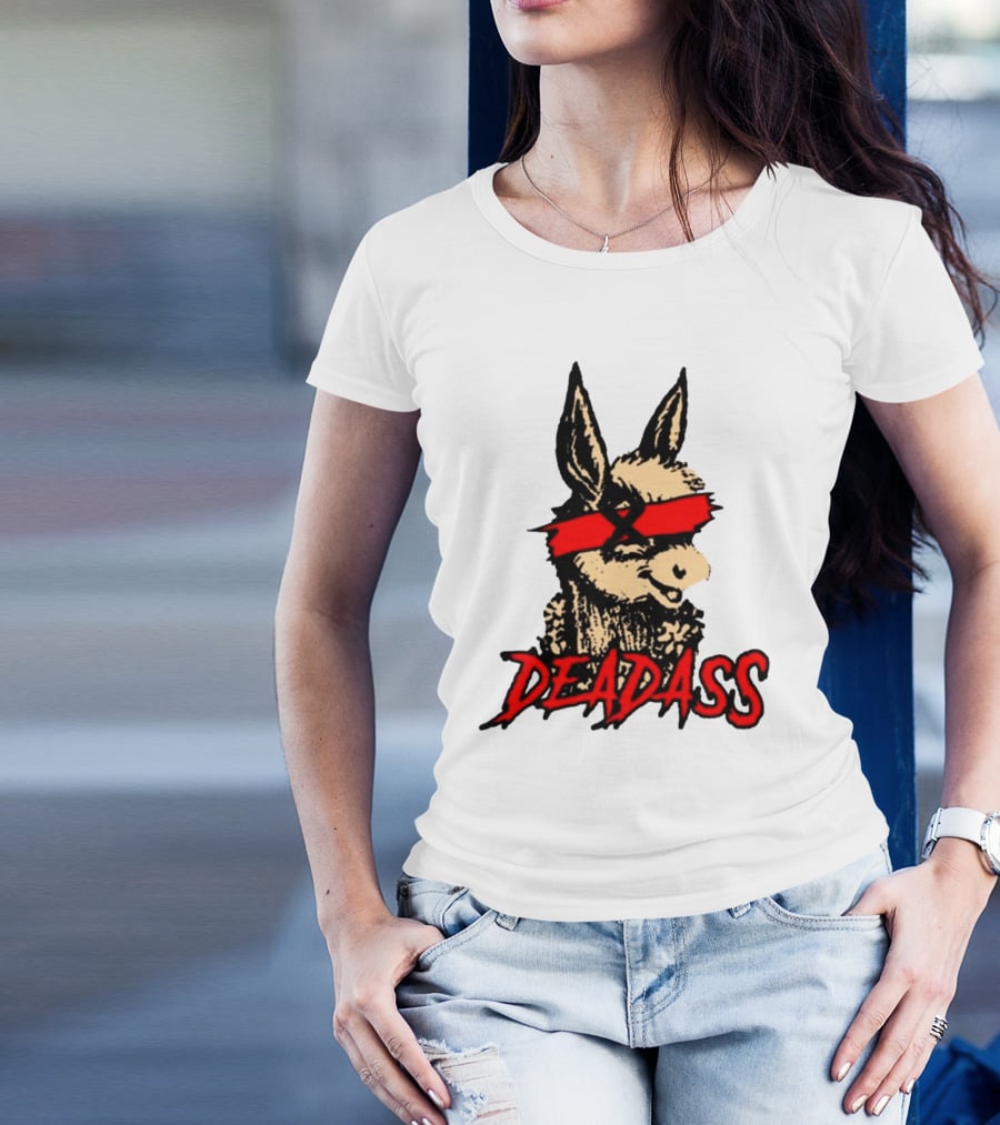 Deadass Red Blindfold Cartoon Donkey T-Shirt