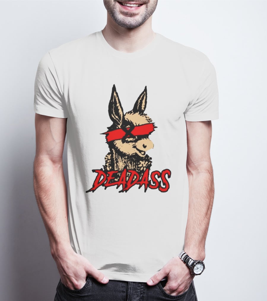 Deadass Red Blindfold Cartoon Donkey T-Shirt