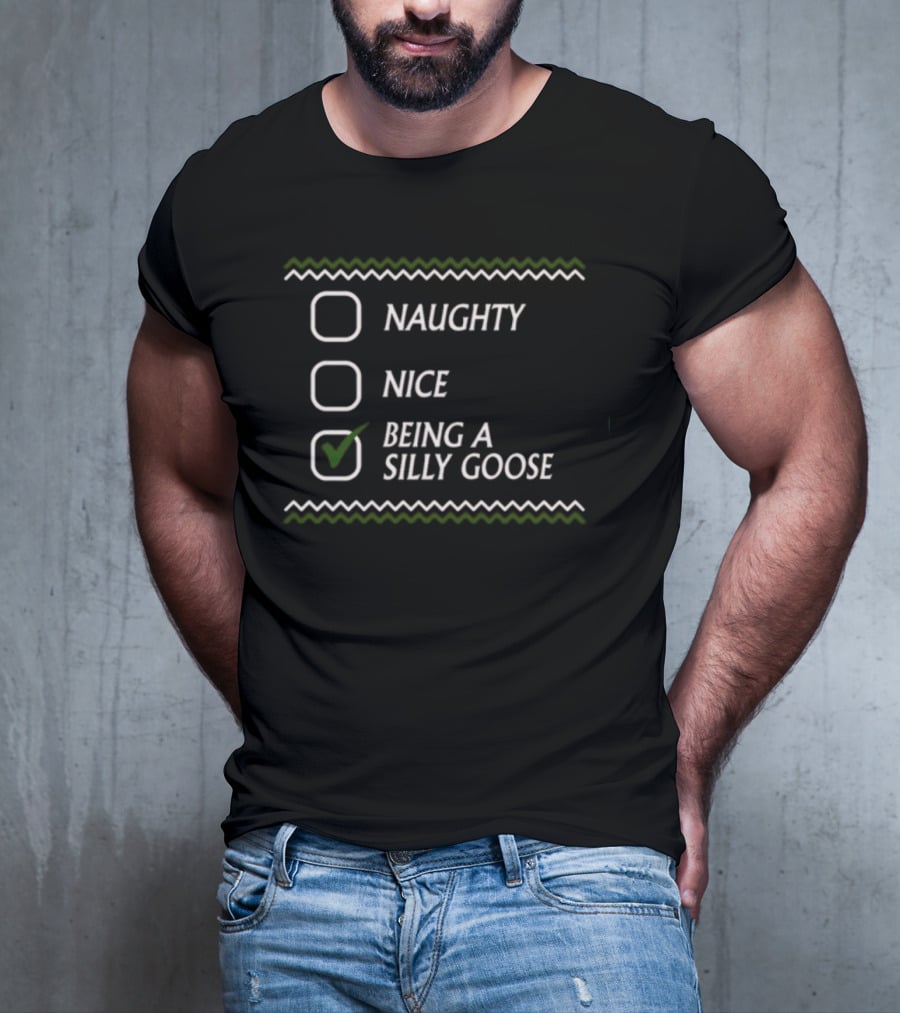 Naughty Nice Being A Silly Goose Checked T-Shirt