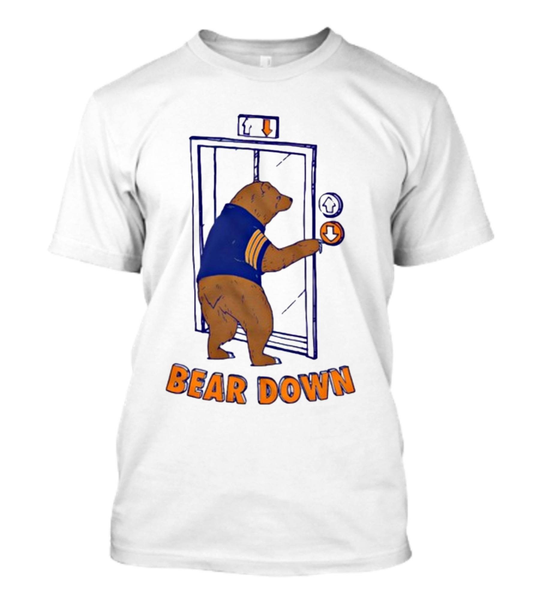 Bear Down Bear In Blue Jersey Pressing Elevator Button T-Shirt