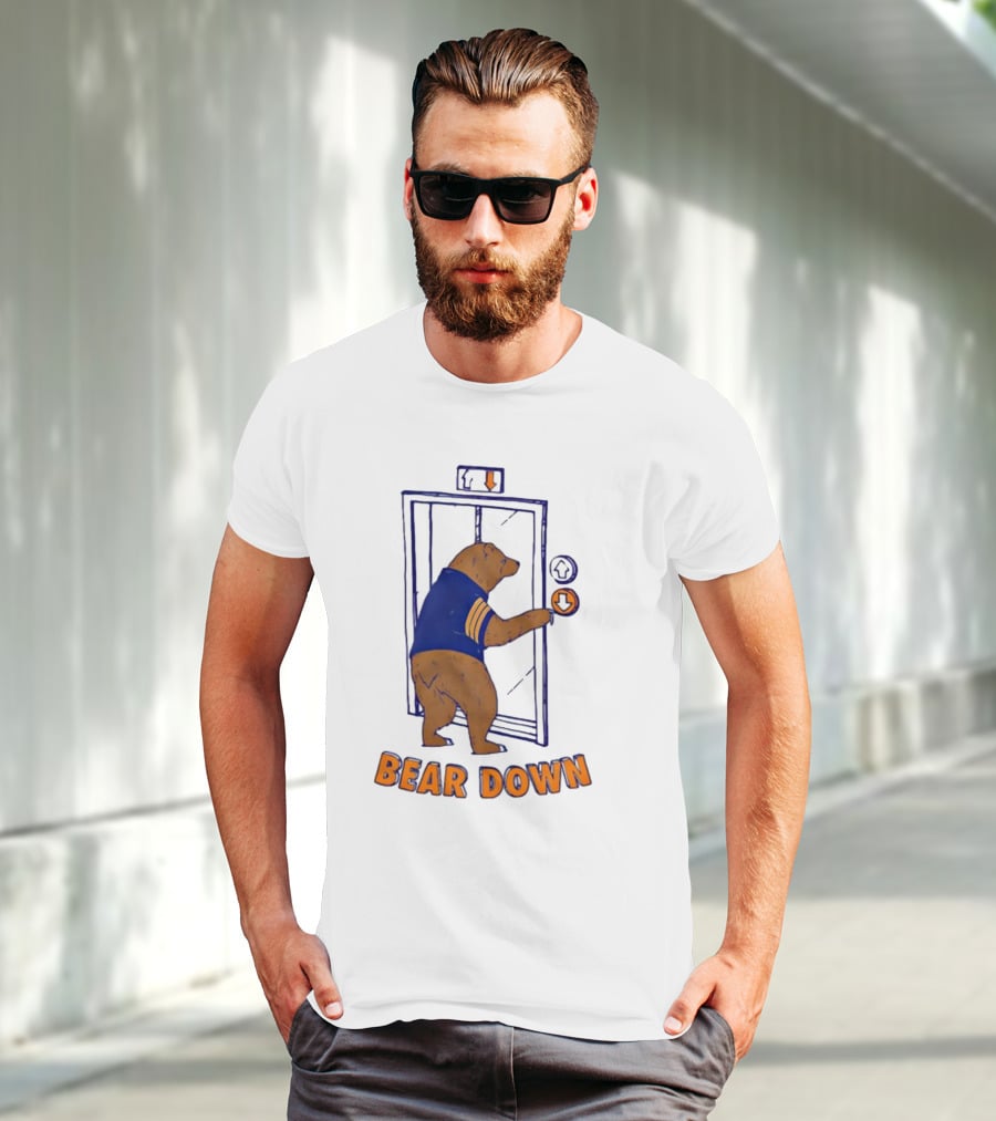 Bear Down Bear In Blue Jersey Pressing Elevator Button T-Shirt