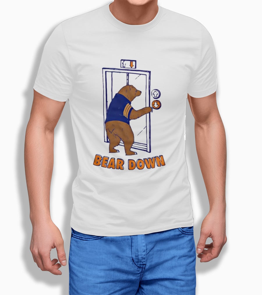 Bear Down Bear In Blue Jersey Pressing Elevator Button T-Shirt
