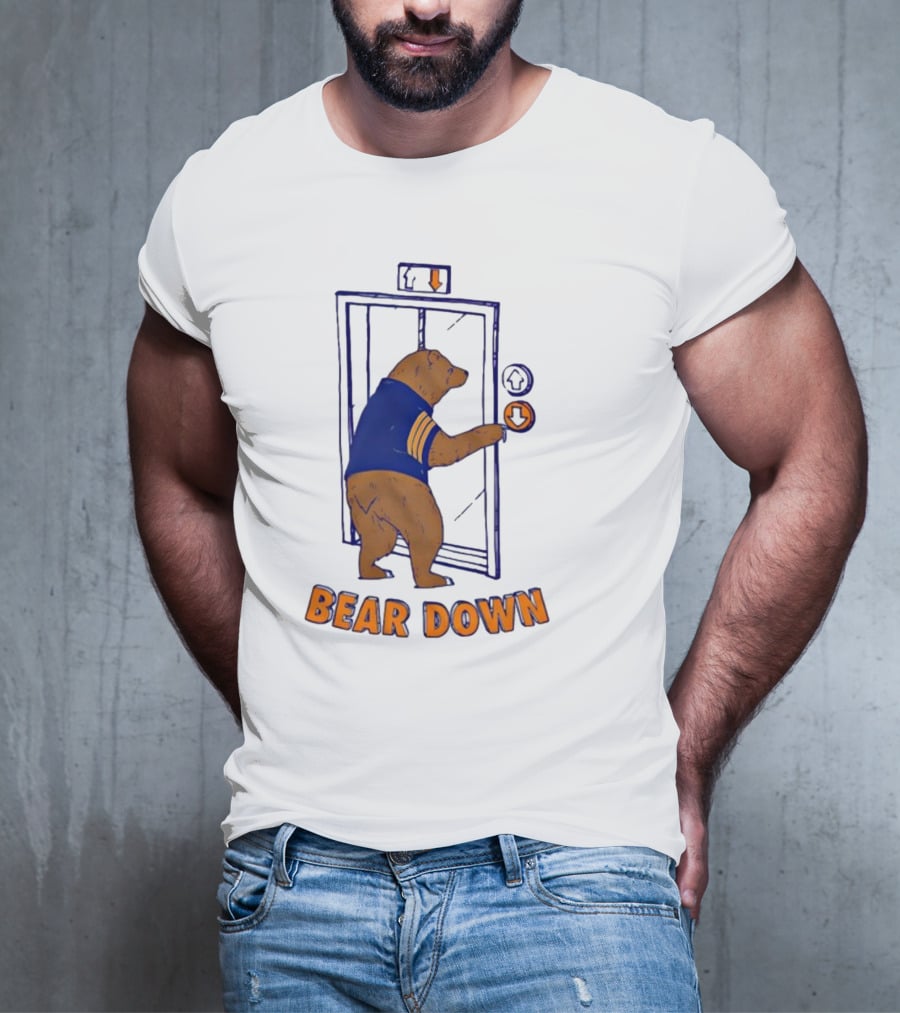Bear Down Bear In Blue Jersey Pressing Elevator Button T-Shirt