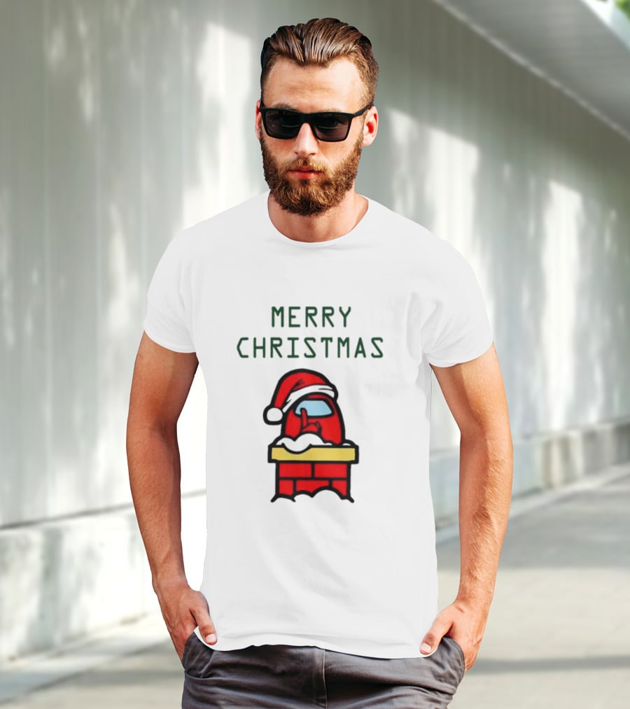 Among Us Santa Red Merry Christmas Chimney Crewmate T-Shirt
