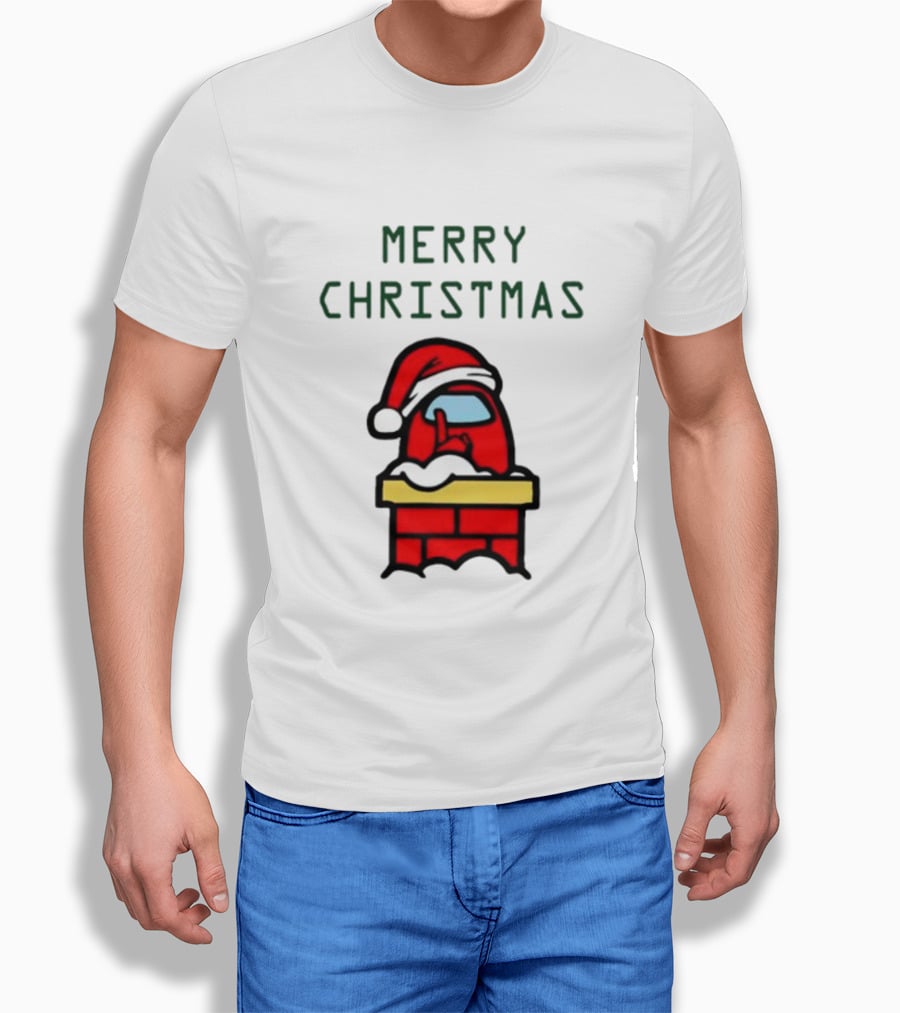 Among Us Santa Red Merry Christmas Chimney Crewmate T-Shirt