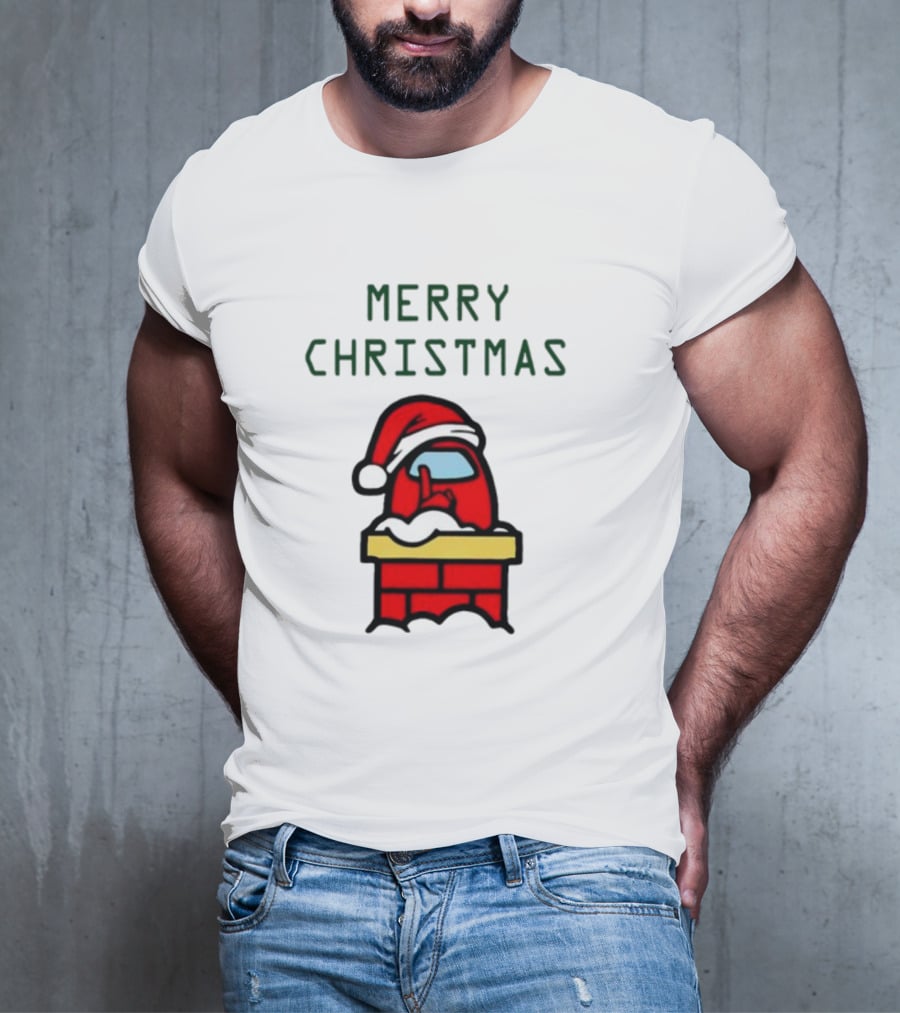 Among Us Santa Red Merry Christmas Chimney Crewmate T-Shirt