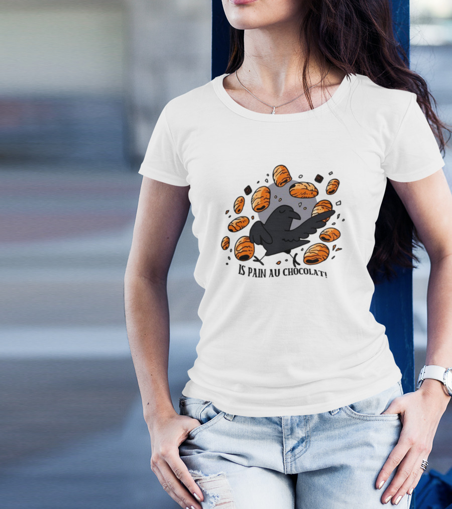 Bird Surrounded By Pain Au Chocolat Pastries T-Shirt