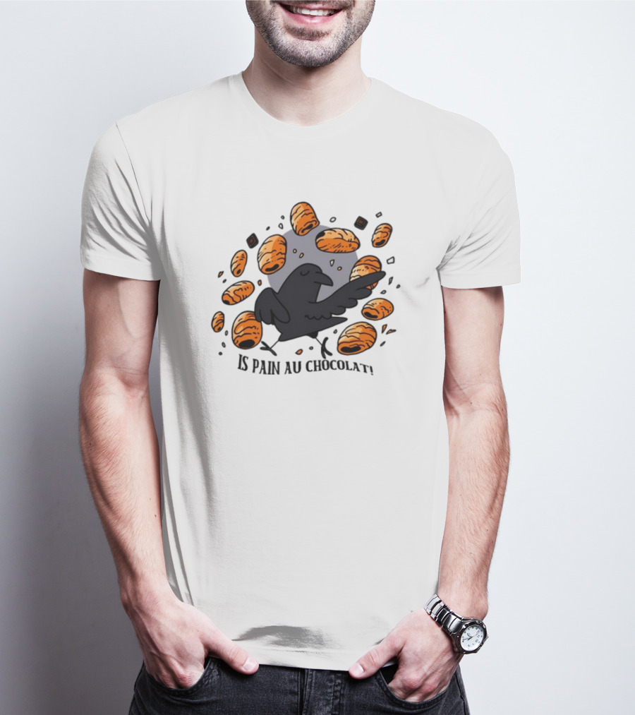 Bird Surrounded By Pain Au Chocolat Pastries T-Shirt