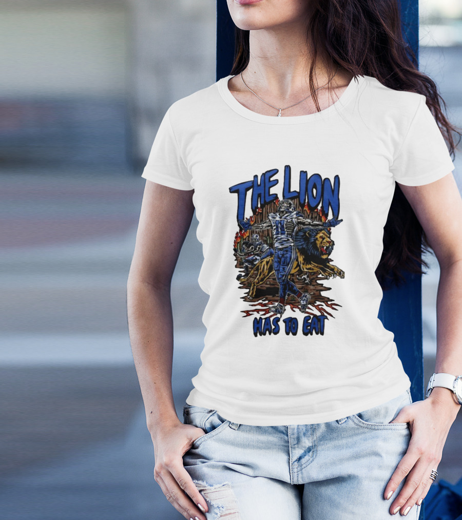 The Lion Has To Eat Retros Themed Football Warrior T-Shirt
