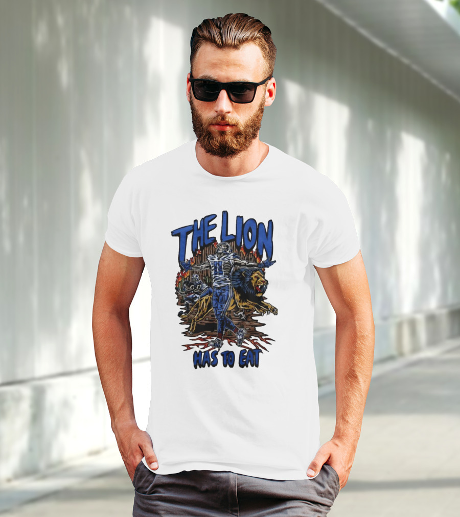 The Lion Has To Eat Retros Themed Football Warrior T-Shirt