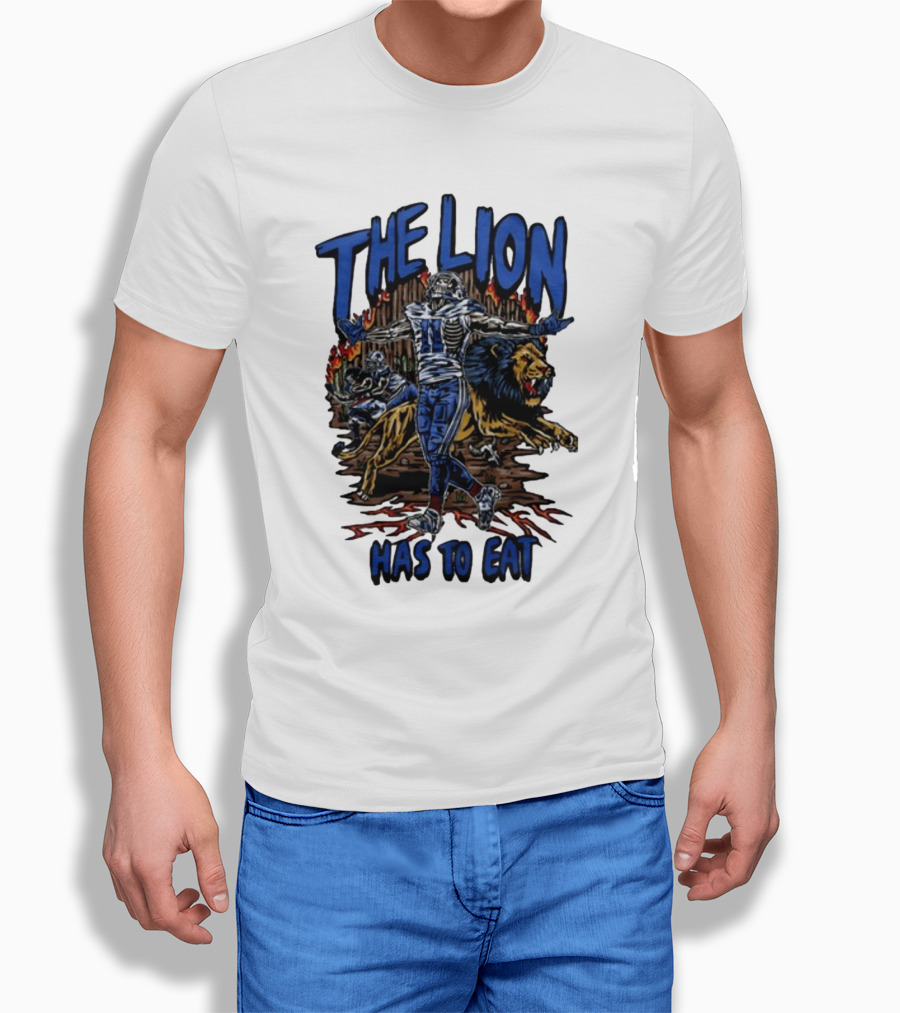 The Lion Has To Eat Retros Themed Football Warrior T-Shirt