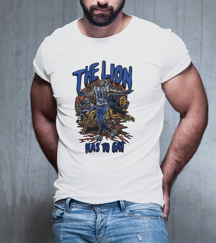 The Lion Has To Eat Retros Themed Football Warrior T-Shirt