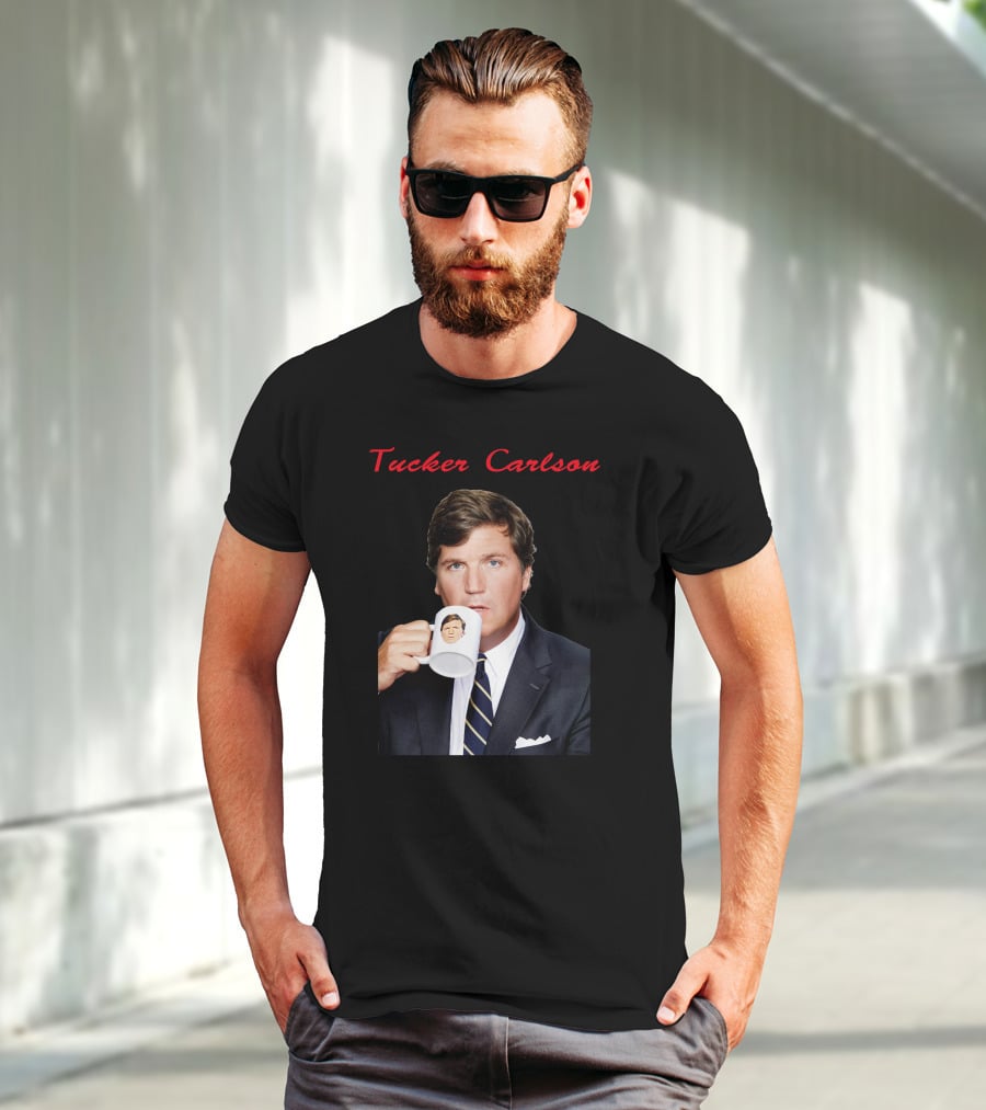 Tucker Carlson Drinking From A Personalized Mug T-Shirt