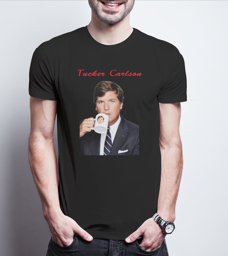 Tucker Carlson Drinking From A Personalized Mug T-Shirt