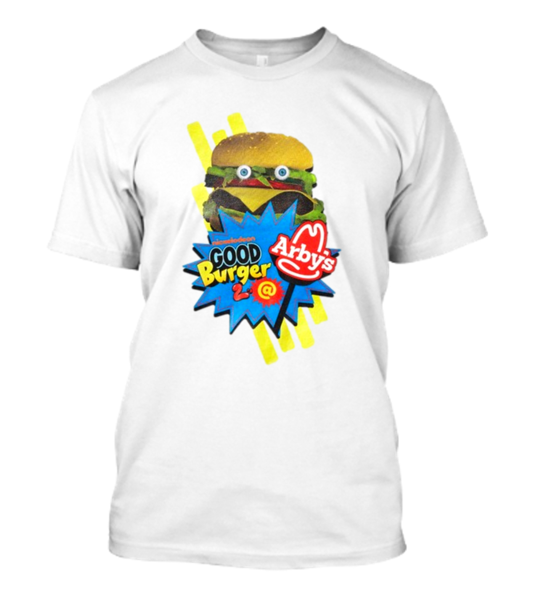 Nickelodeon Good Burger 2 Arby's Collaboration Burger With Eyeballs And Red Arby's T-Shirt