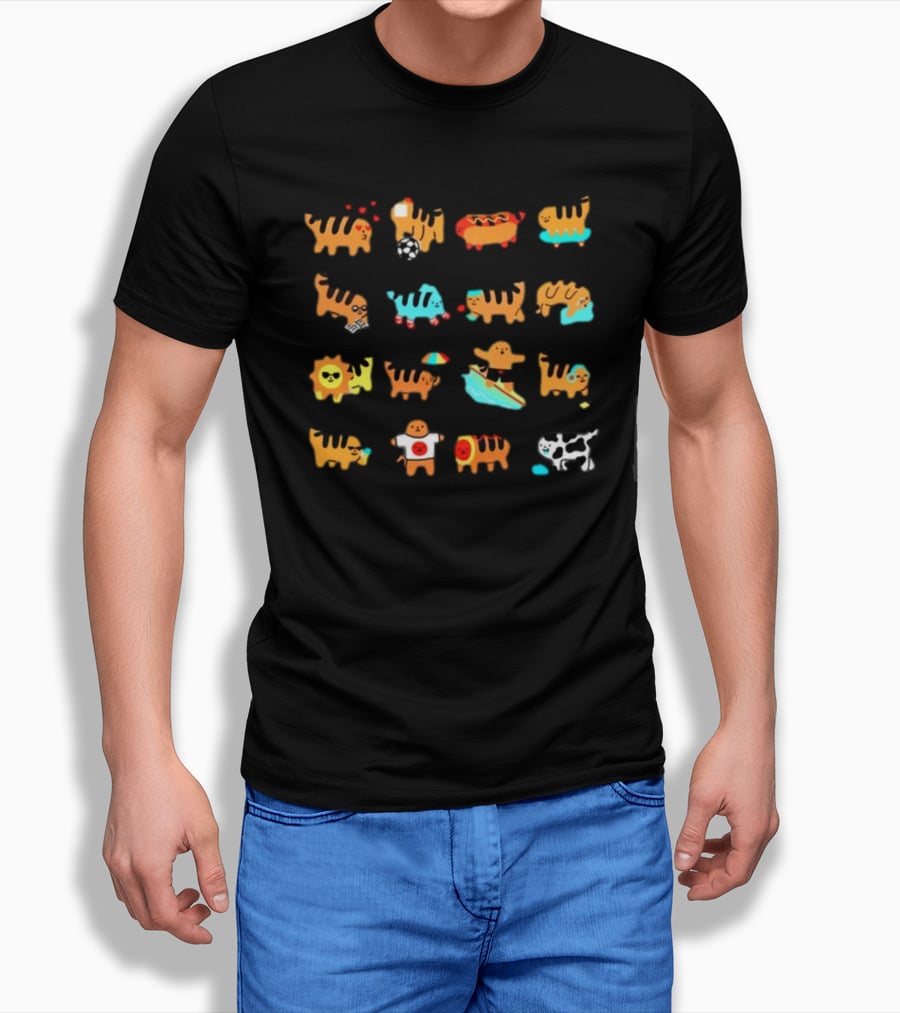 Cheese Puff Tiger Soccer Football Sushi Surfing Cow Pool Sun Tiger T-Shirt