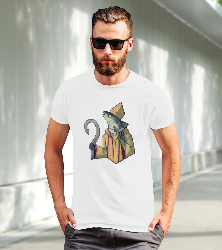 May Could Be With You Holy Mackerel Fish Bishop Pixel T-Shirt