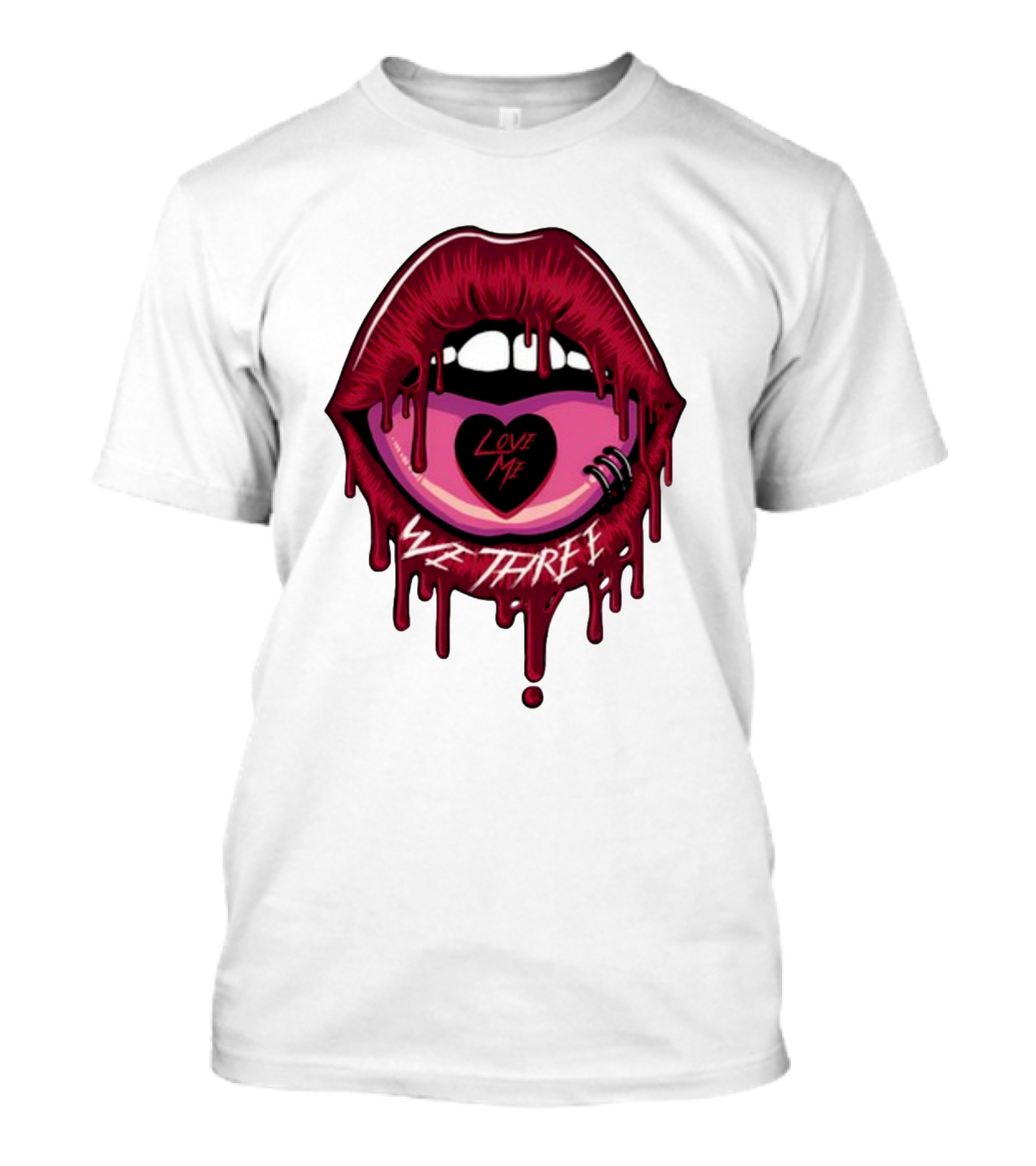 We Three Love Me Dripping Lips Heart Tattoo T-Shirt