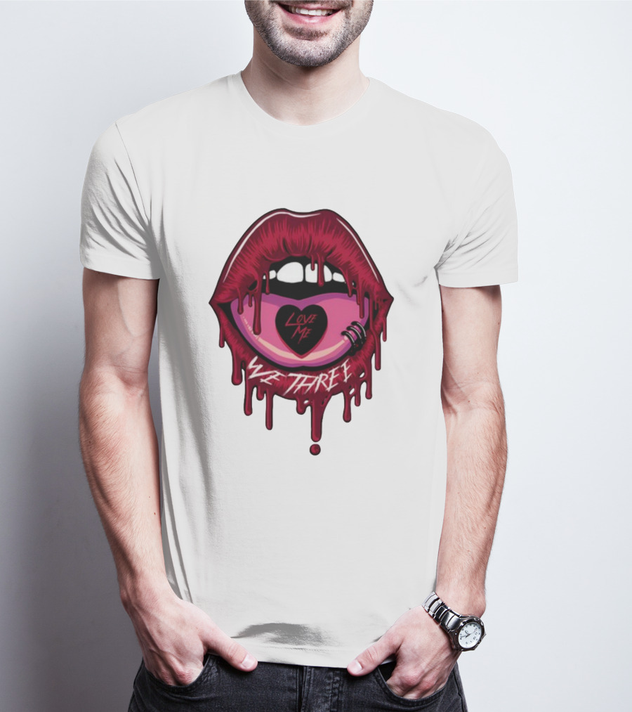We Three Love Me Dripping Lips Heart Tattoo T-Shirt
