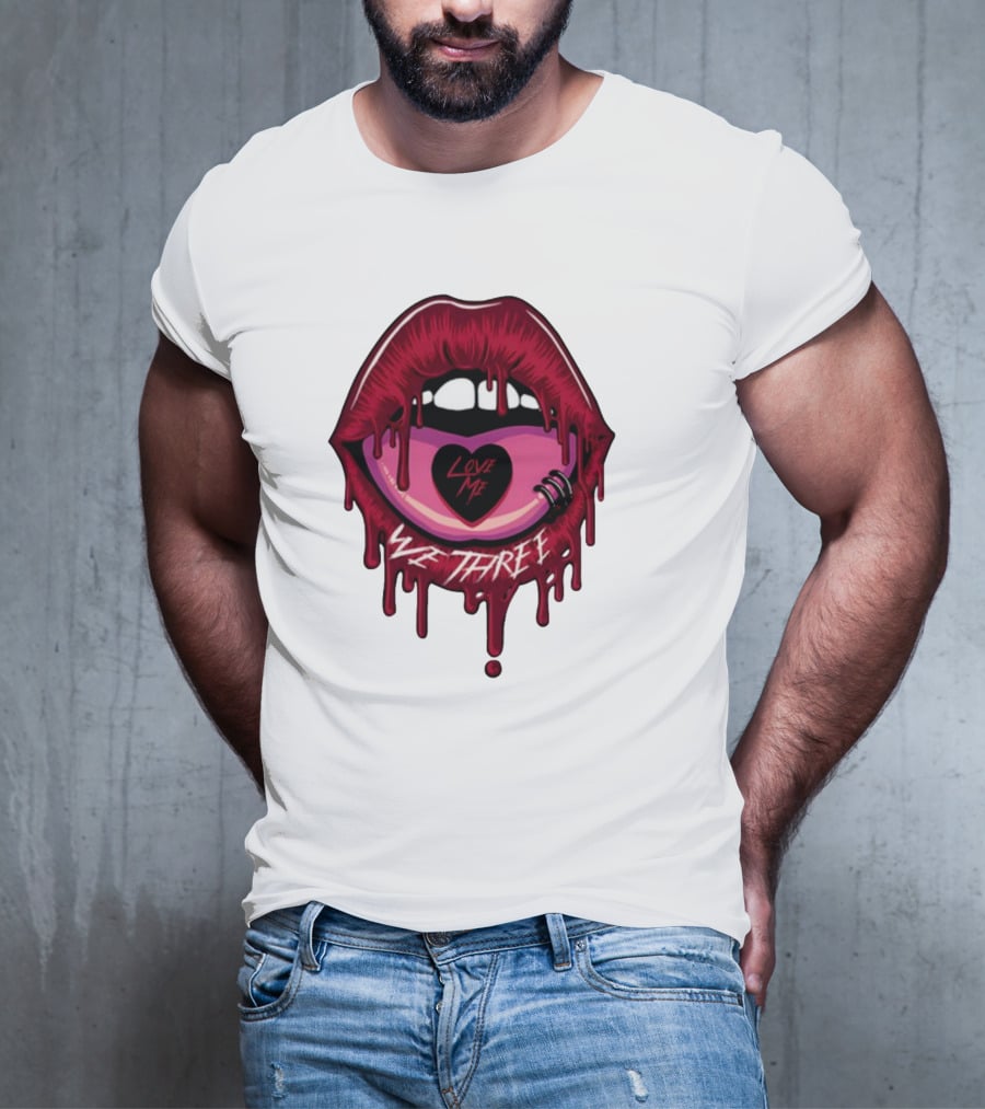 We Three Love Me Dripping Lips Heart Tattoo T-Shirt