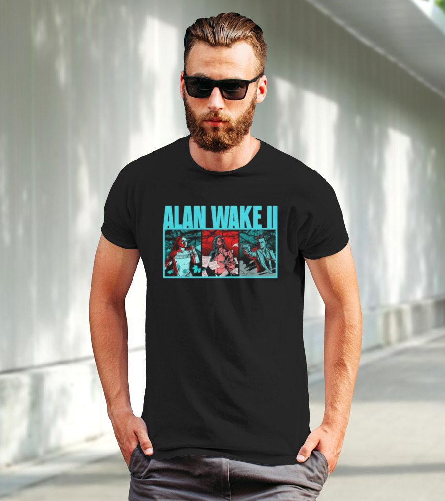 ALAN WAKE II Comic Style Three Panel T-Shirt