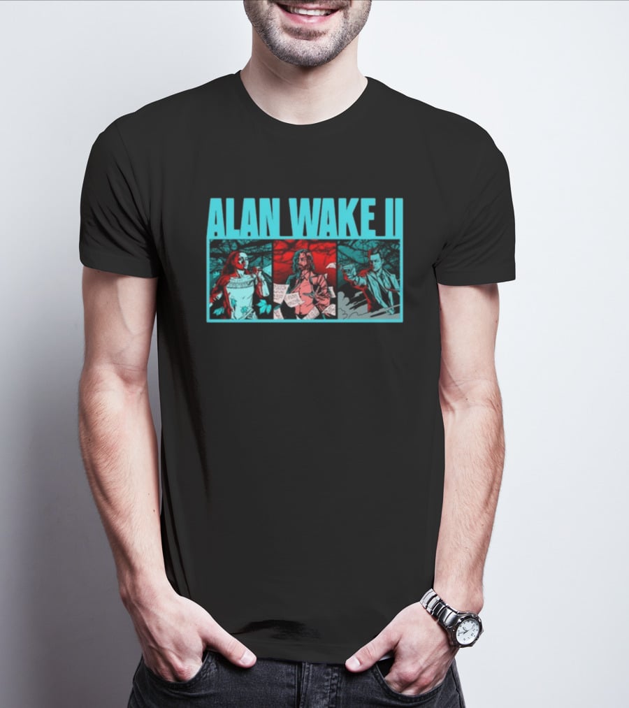 ALAN WAKE II Comic Style Three Panel T-Shirt
