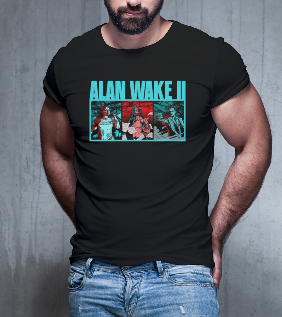 ALAN WAKE II Comic Style Three Panel T-Shirt