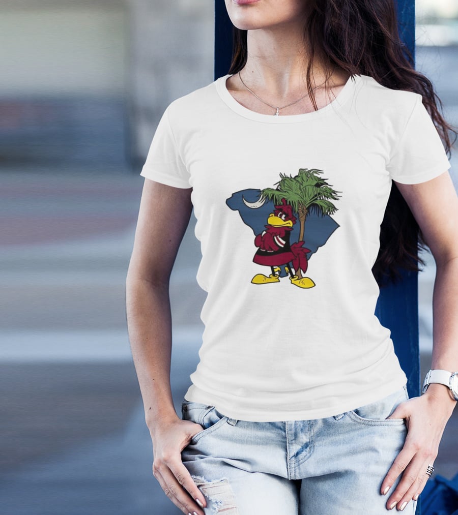 South Carolina Gamecock With Palmetto And Crescent Moon T-Shirt