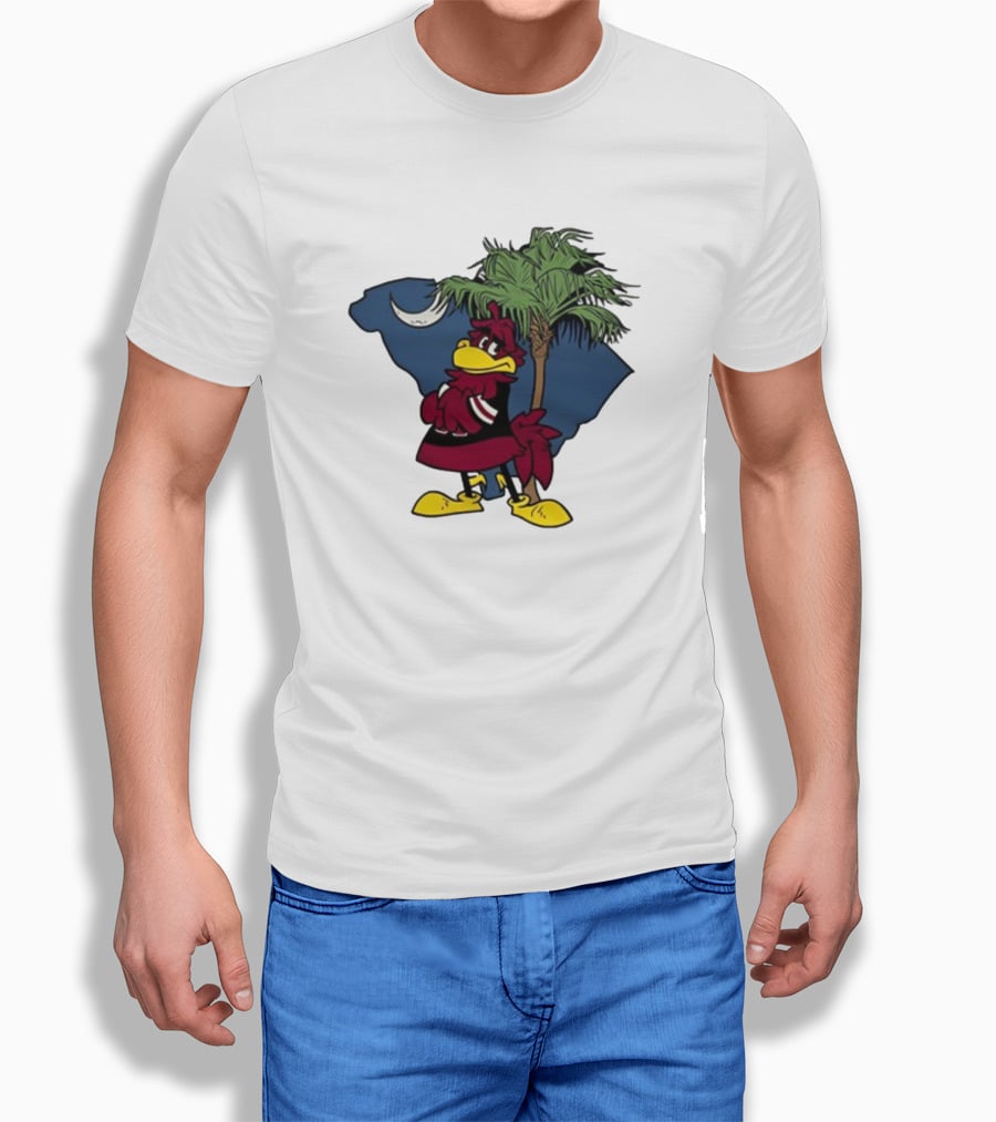 South Carolina Gamecock With Palmetto And Crescent Moon T-Shirt
