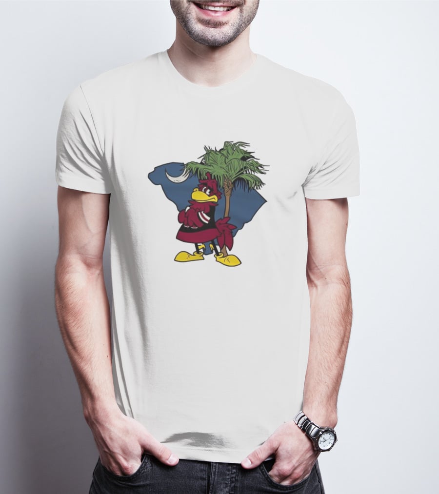 South Carolina Gamecock With Palmetto And Crescent Moon T-Shirt