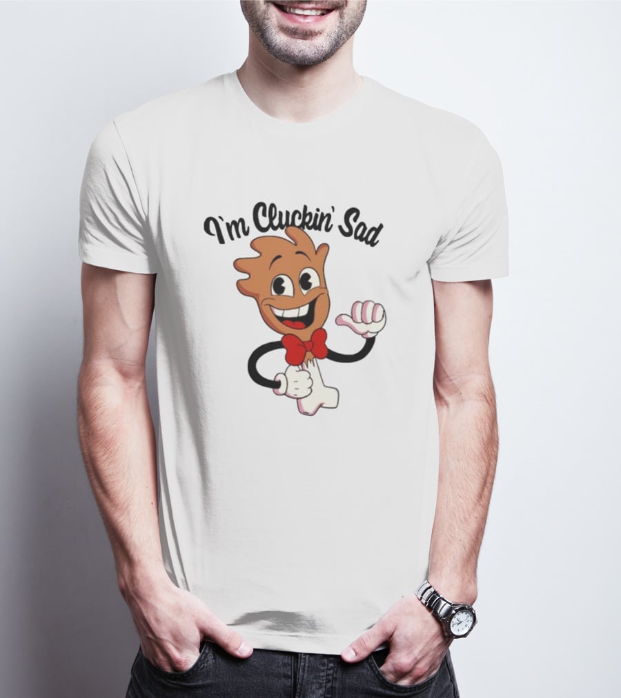 I'm Cluckin' Sad Cartoon Drumstick Character Bow Tie T-Shirt