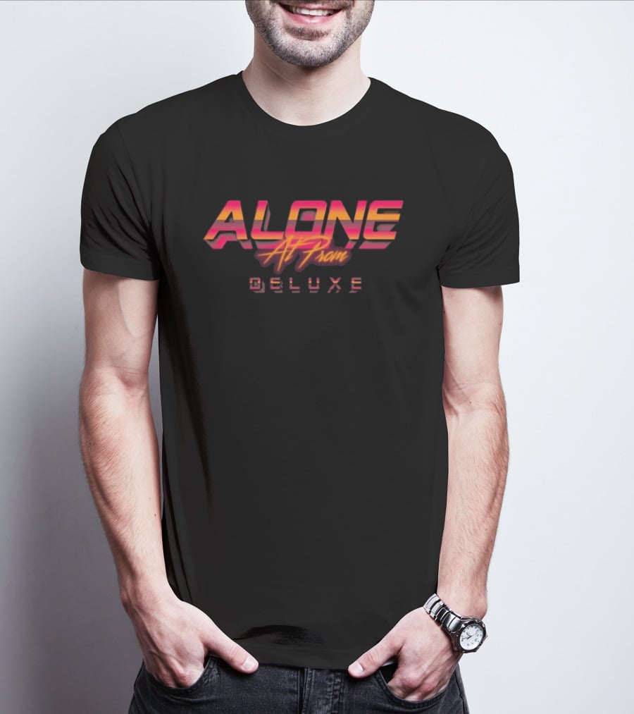 Alone At Prom Deluxe Retro 3D Neon Text T-Shirt
