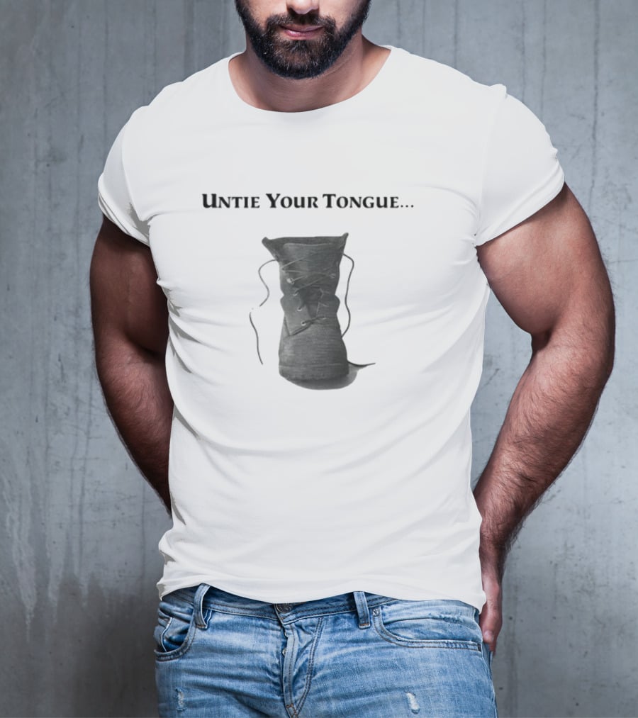 Cravemedia Untie Your Tongue Boot Laces Visual Pun T-Shirt