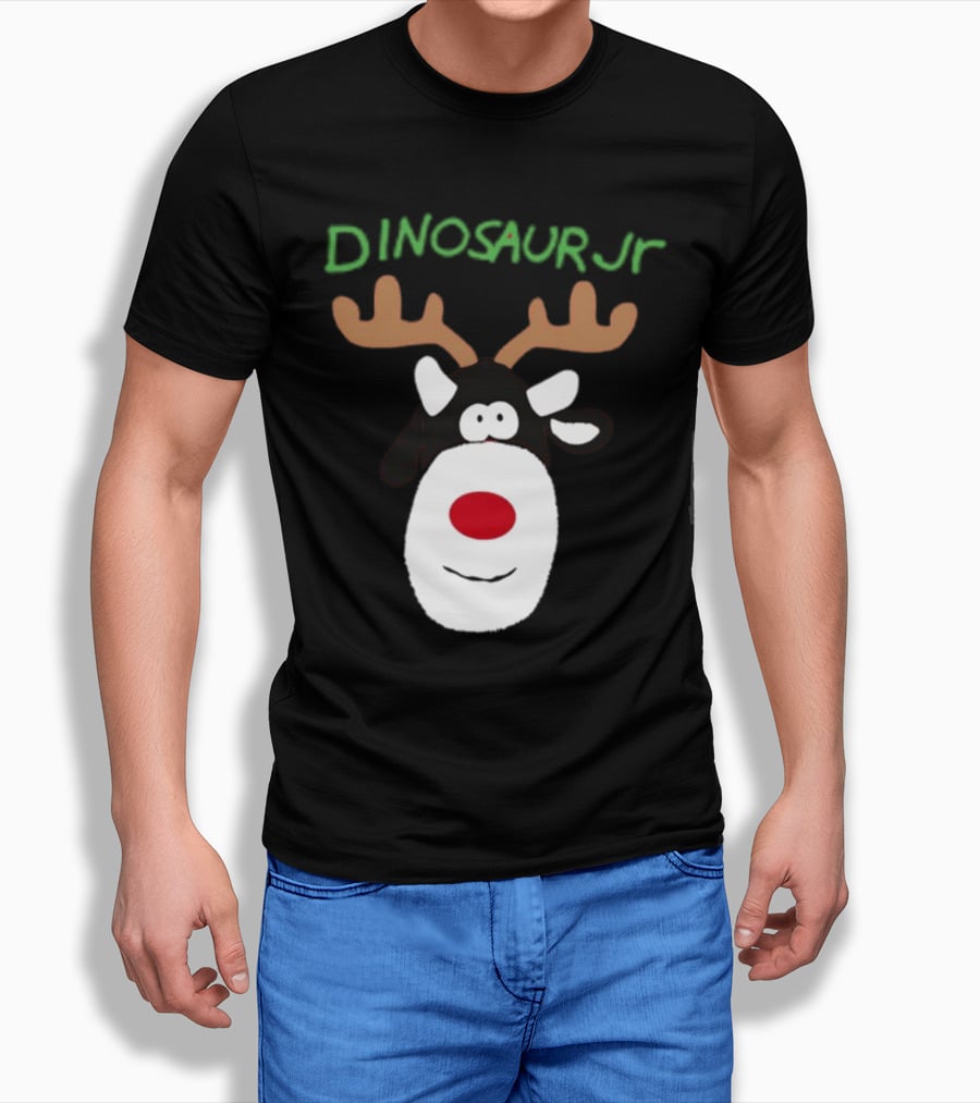 Dinosaur Jr Reindeer With Red Nose And Antlers T-Shirt