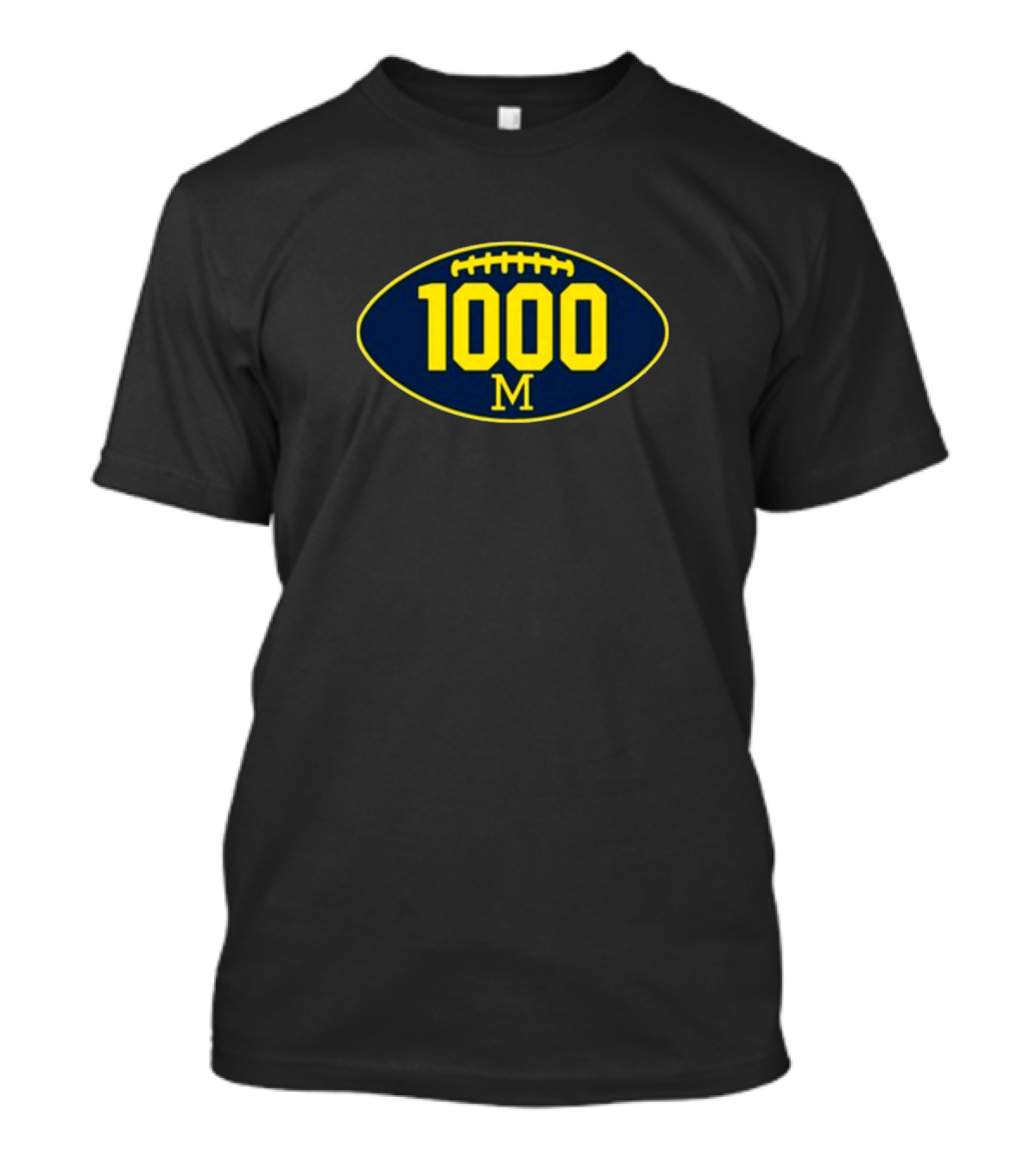 Mden Michigan 1000 Wins Football M Logo Oval T-Shirt