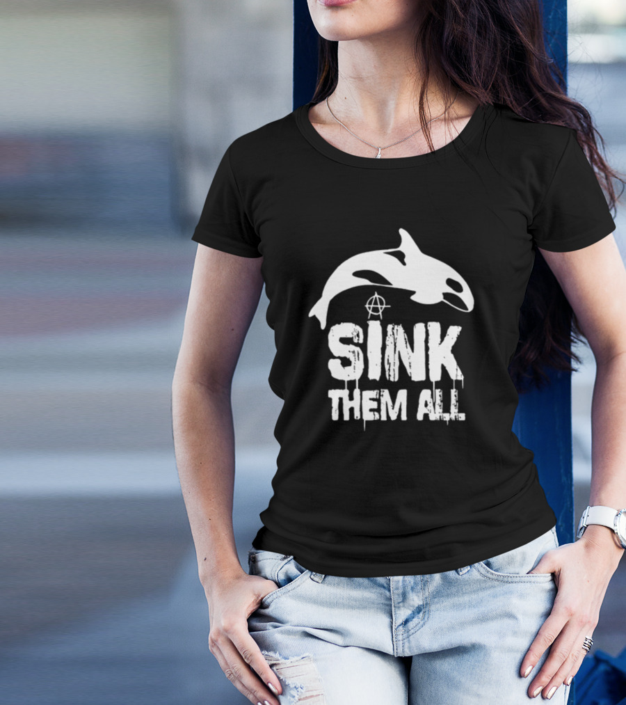 Antifascist Orca Sink Them All Anarchy T-Shirt