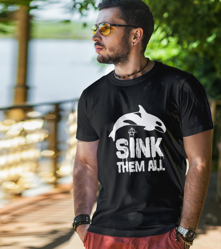 Antifascist Orca Sink Them All Anarchy T-Shirt