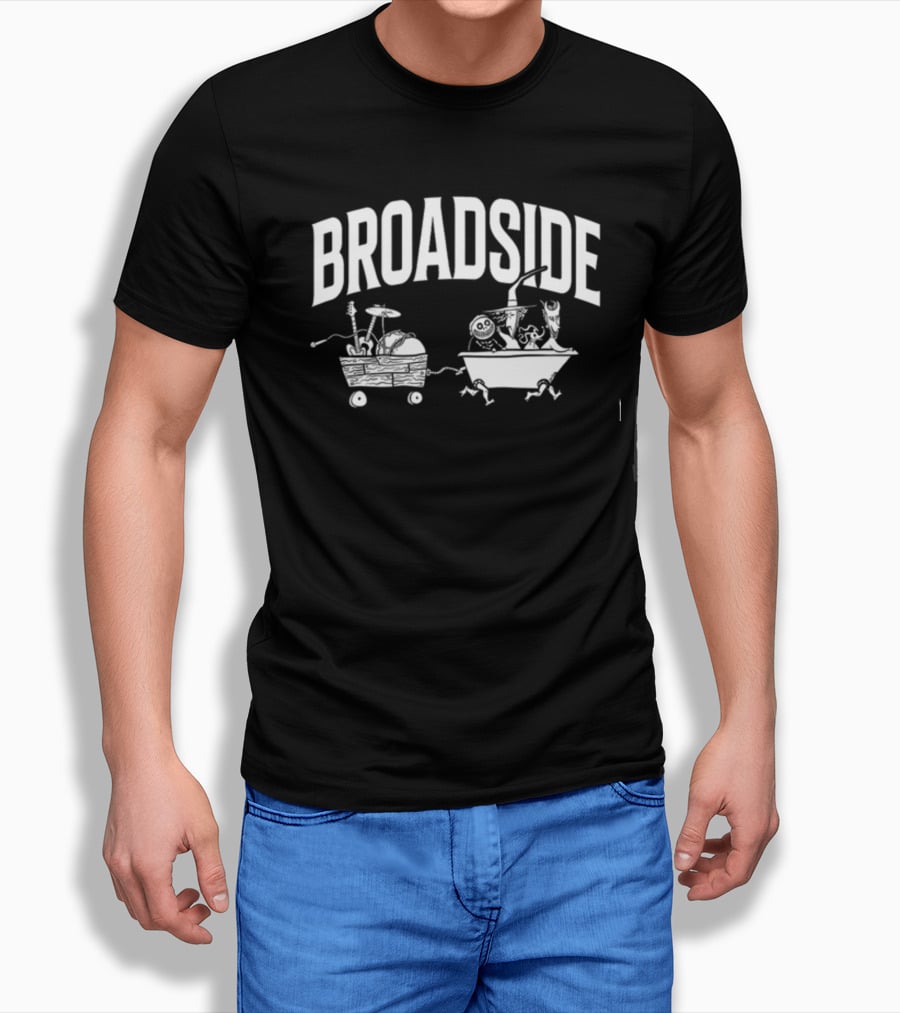 Broadside Boogie Boys Skeletons With Instruments In Wagon And Bathtub T-Shirt