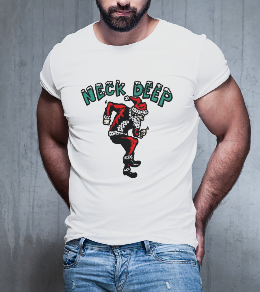 Neck Deep Santa Dancing Green Letters T-Shirt