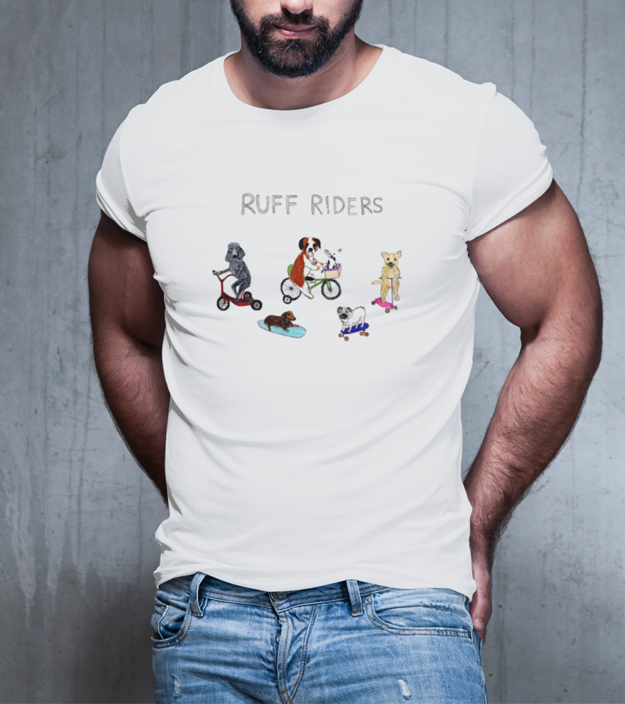 RUFF RIDERS Poodles Boxers Bulldogs Skateboards Scooters Bicycles T-Shirt