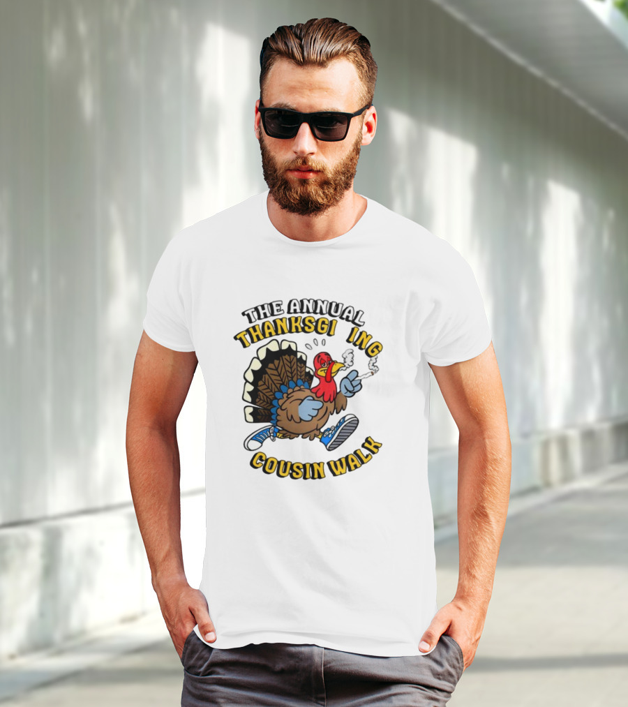 The Annual Thanksgiving Cousin Walk Turkey Smoking Sneakers Fun T-Shirt