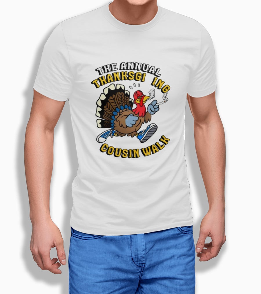 The Annual Thanksgiving Cousin Walk Turkey Smoking Sneakers Fun T-Shirt
