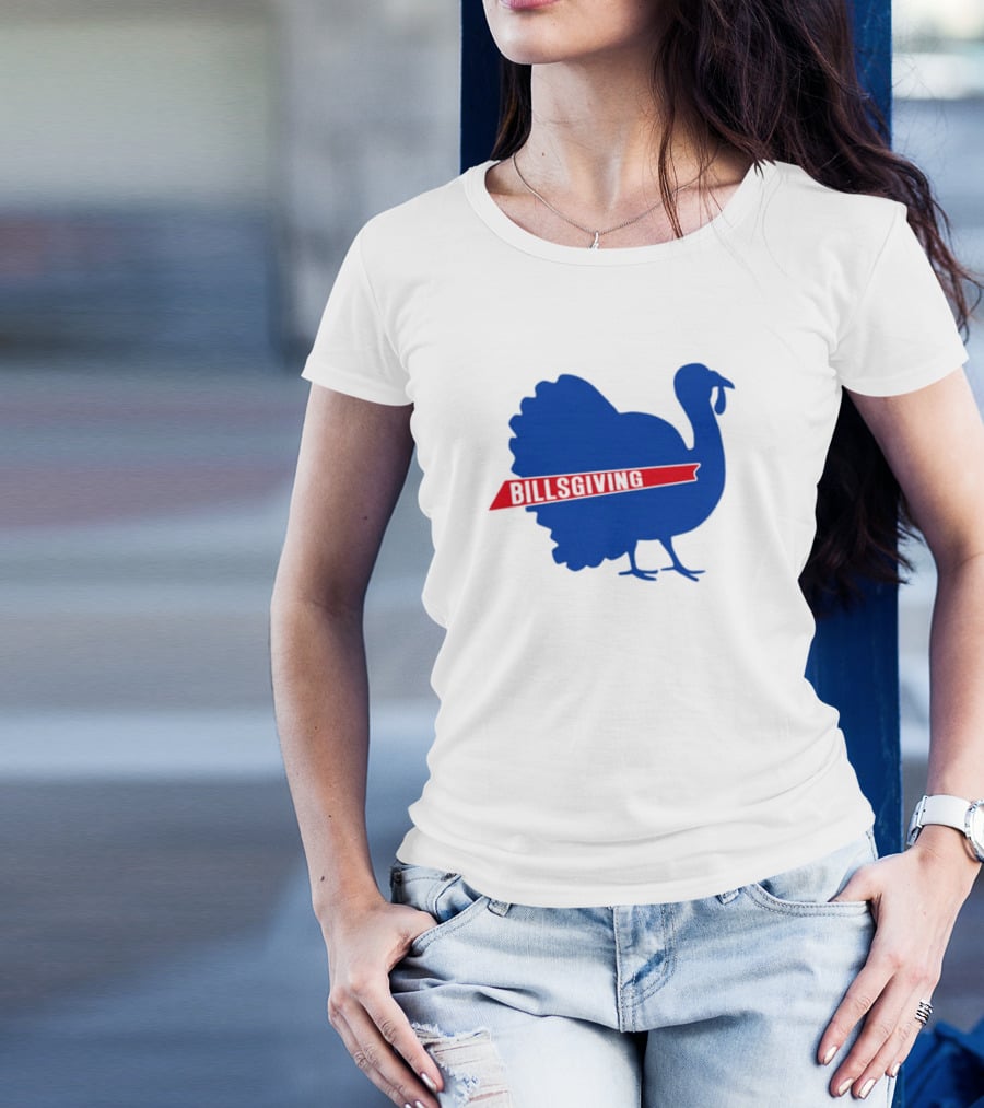 Billsgiving Turkey With Blue And Red T-Shirt