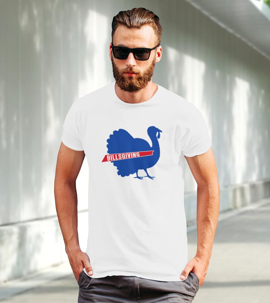 Billsgiving Turkey With Blue And Red T-Shirt