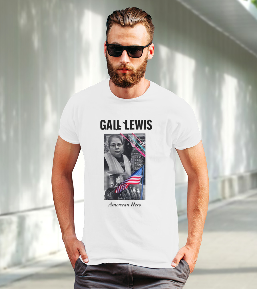 Gail Lewis American Hero Holding Flag Patriotic T-Shirt